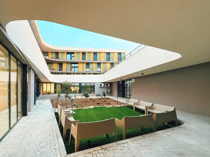 Patio of La Candelaria Care Home and Day Centre, in Elche de la Sierra
