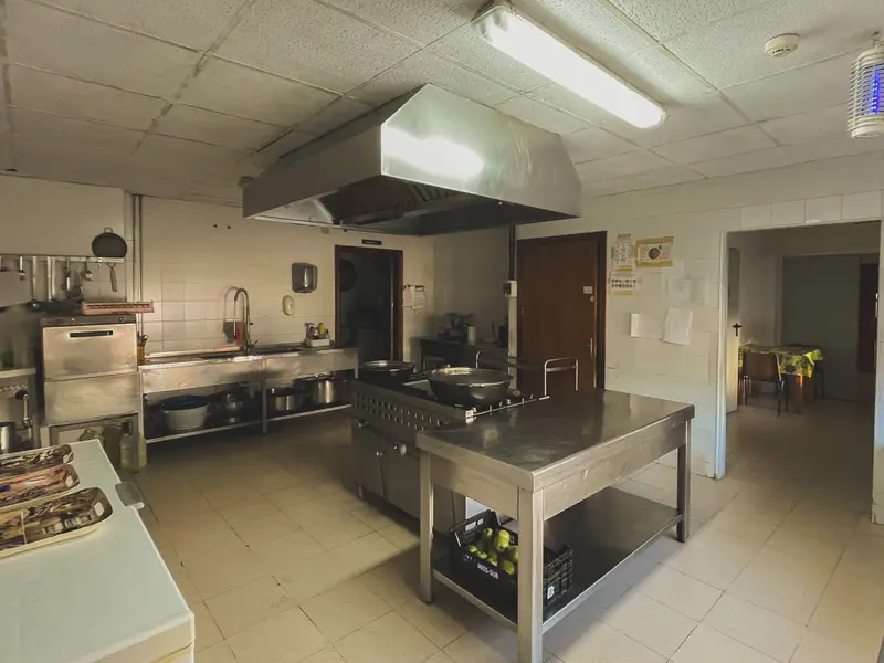 Kitchen of Virgen de Guadalupe Care Home, in Membrío